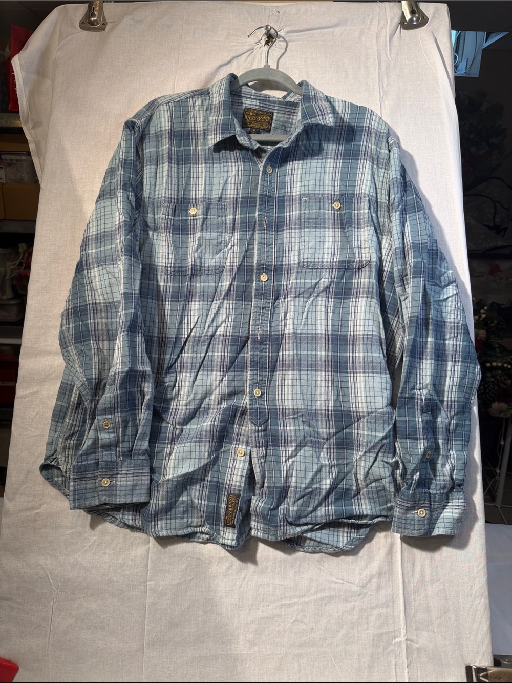Lucky Brand Light Blue Plaid Shirt Jacket XL